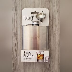 💚5/$25 Bar3 Stainless Steel Flask with Funnel 8oz New In Package